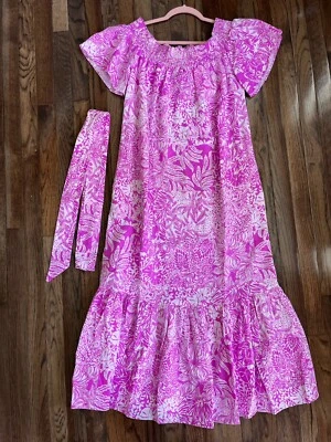 Nuevo con etiquetas Lilly Pulitzer Wild Fucsia Deslizar Derecha Isbell Fuera del Hombro Lino Midi Grande Foto 1 de 4