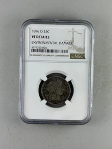 1896-O Barber Quarter, NGC VF -- HUGE CERTIFIED KEY DATE COIN! - Picture 1 of 3