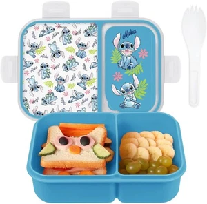Disney Stitch Royal Blue Bento Lunch Box with Snap Lock Lid Double Compartment - Picture 1 of 6