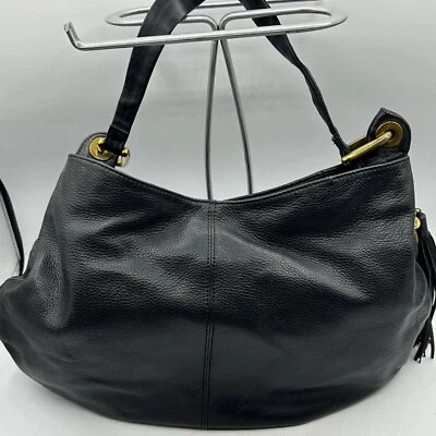 Hobo International Black Pebble Purse Satchel Gold Top Handle Shoulder Bag - Image 1 of 4