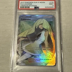 2017 Pokemon Sun & Moon Crimson Invasion Lusamine #110 Full Art PSA 9 - Picture 1 of 1