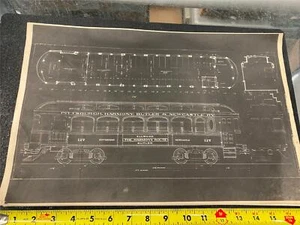 Vintage 1920's Blueprint Pittsburgh Butler Harmony PRR Trains Railroad Car Print - Picture 1 of 5