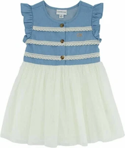 Calvin Klein Girls Dress With Tulle Size 4 5 6 6X - Picture 1 of 1
