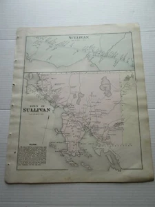 (1) 1881 MAP "TOWN of SULLIVAN, SULLIVAN "  from COLBY'S COUNTY. ATLAS - Picture 1 of 7