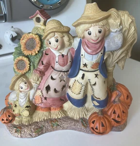 PartyLite Scarecrow Family CandleTealight Holder Jack-O-Lanterns Halloween 3-D - Picture 1 of 10