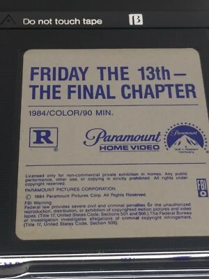 Friday The 13th BETA not VHS The Final Chapter 1984 Horror Cult Classic BETAMAX Foto 1 de 4