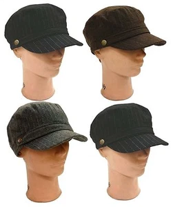 WHOLESALE LOT 12 PCS Herringbone Newsboy Pin Stripe Cadet Hat Cap - Black,Brown - Picture 1 of 4