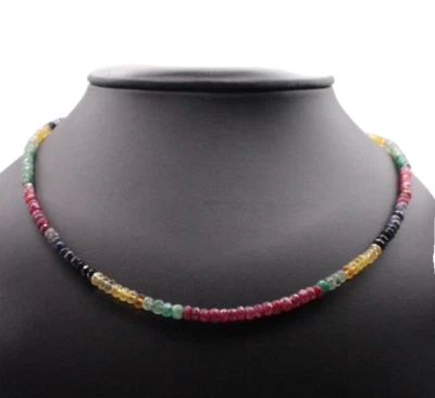 Kette Collier Rubin Saphir Smaragd Citrin Onyx 13,8 Gramm = 69 ct mit Silber - Bild 1 von 4