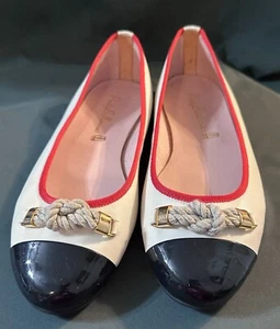 Pretty Ballerinas Anthropologie Rosario womens Milky white Ballet Flats Sz 37.5 - Picture 1 of 9