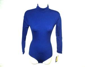 Capezio Turtleneck Adult XS Royal Long Slv Snap Bodysuit Leotard Cheer Dance NEW - Picture 1 of 3