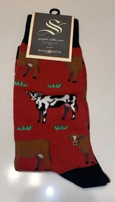 Socksmith Sapato Masculino Tamanho 7-12.5 Meias Tripulação Uau Fazenda de Vacas Animal Novidade Calçado - Imagem 1 de 4