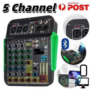 5 Channel Audio Mixer Bluetooth Sound Console Live DJ Stereo Mixing Record USB - Picture 1 of 16