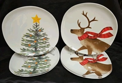 8 меламиновых тарелок Target Wondershop 11 дюймов рождественская елка олень 2018 BPAFree б/у в отличном состоянии - Изображение 1 из 4