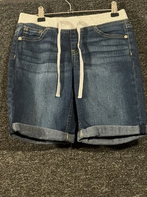 Pantalones Cortos de Jean Justice Girls Denim Azul Dobladillo Enrollado Gris Cintura Elástica Talla 10 Foto 1 de 4