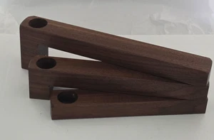 Vintage Walnut 3-Hole Candle Holder – Krauss Furniture Iowa – Mid-Century MCM - Picture 1 of 6