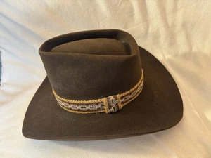 Stetson Beaver Brown Cowboy Hat Size 7 3/8 Vintage Custom Made Fast Eddies Aspen - Picture 1 of 13