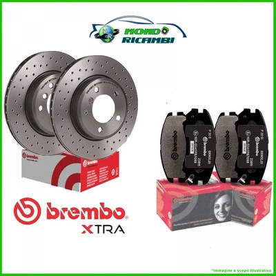 KIT DISCHI FORATI + PASTIGLIE BREMBO POSTERIORI PER SAAB 9-3 02->15 278MM - Image 1 of 4