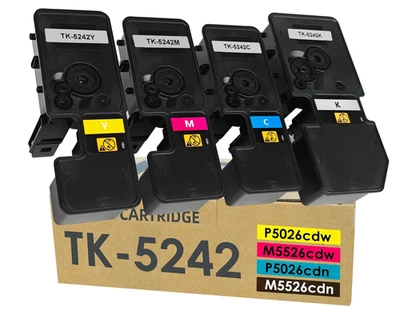 TK5242 Toner 4 Pack Compatible for Kyocera P5026CDW M5526CDW High Yield CMYK - Image 1 of 4