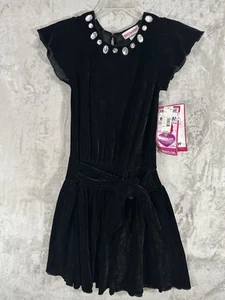 Emily West Dress Girls 16 Black Short Sleeves Velvet Party Holiday Christmas - Picture 1 of 11