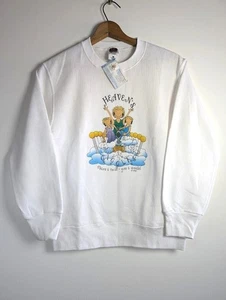 Vintage 90er Sweatshirt Damen Gr. Small Christliche Religion Jesus Himmel NEU - Bild 1 von 9