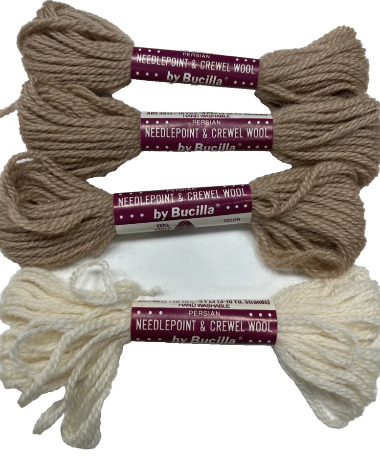 4 Skeins Vintage Bucilla Needlepoint & Crewel Wool Persian Type Yarn 3 Ply 10 Yd - Image 1 of 4