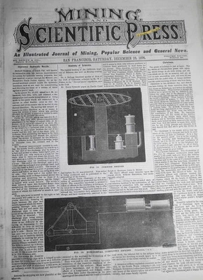 Mining & Scientific Press December 23, 1876. Comstock Lode, Cornish engine; etc - Image 1 of 4