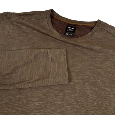 Prana Ronnie Crew Long Sleeve Standard Fit Tee Shirt Brown Mens XL - Image 1 of 4