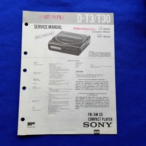 SONY D-T3 D-T30 Service Manual Original Paper OEM Repair Guide - USA - Picture 1 of 10