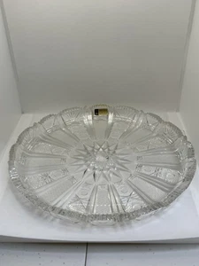 Plato de cristal de vidrio cortado austriaco Stolzle Bleikristall 11” plato redondo para servir - Imagen 1 de 7