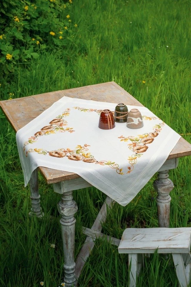 Vervaco Embroidery Kit Tablecloth Hedgehogs & Autumn Leaves - Image 1 of 1