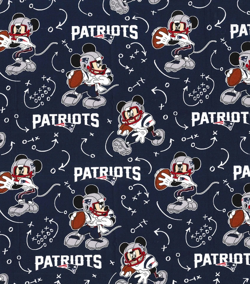 NFL New England Patriots Mickey Mouse Cotton Craft Sewing Fabric BTY OOP New - Image 1 of 1