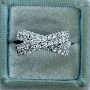 2.00Ct Round Cut Women's Diamond Wedding Cocktail Band 14K White Gold Plated - Picture 1 of 10
