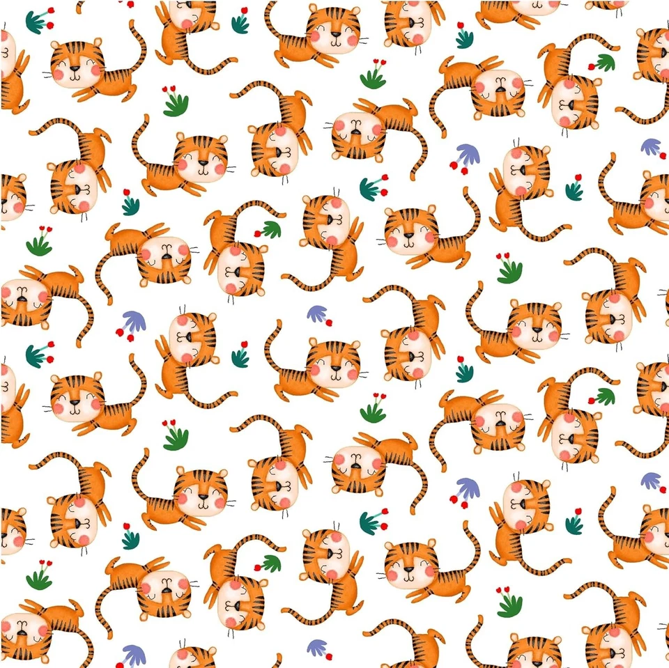 Michael Miller Fabrics~Tiger By The Tail, White ~ Jungle Paradise ~ BTY, CX11066 - Image 1 of 2