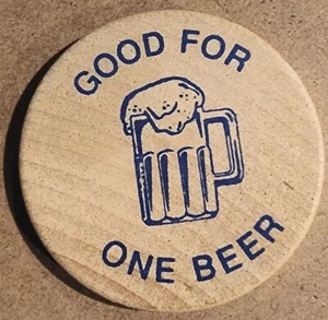 Vintage Wooden Nickel All American Brewing Company Good for One Beer Dublin OH - Bild 1 von 4