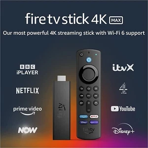 Amazon 4K Max Fire TV Stick Ultra HD Alexa Netflix Prime Wi-Fi Streaming Remote - Picture 1 of 4