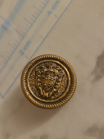 Vintage Metal Brass button with Shield Design H211 Cover