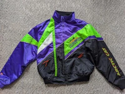 Chaqueta de moto de nieve vintage ARCTIC CAT abrigo LT TOP CAT negro lima púrpura años 90 Foto 1 de 4