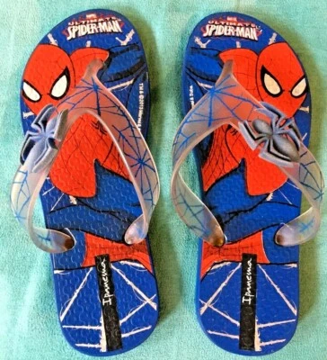 Marvel Ultimate Spider Man Flip-Flops Sandals Boys Size 2/3 Youth Blue - Image 1 of 4