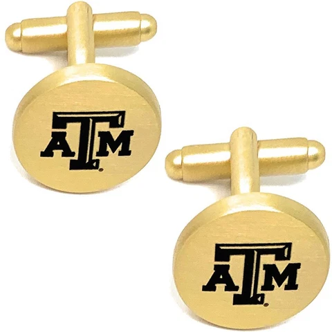 Texas A&M Aggies Cuff Links Brushed Gold Cufflink Set Cover