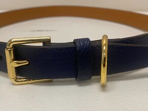 Small Ralph Lauren Women Navy Leather Belt Gold Buckle 412593800