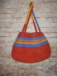 Handmade Knit Wool Women's Handbag Tote Shoulder Bag Pink Blue Yellow - Picture 1 of 3