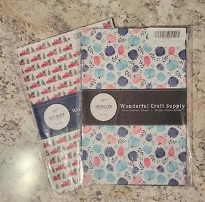 Holiday Printed Faux Leather & Glitter Arts & Craft Fabric Sheets, NIB - Picture 1 of 2
