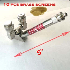 INHALE metal nickel double bowl tobacco smoking pipe w 10 brass screens - Picture 1 of 8