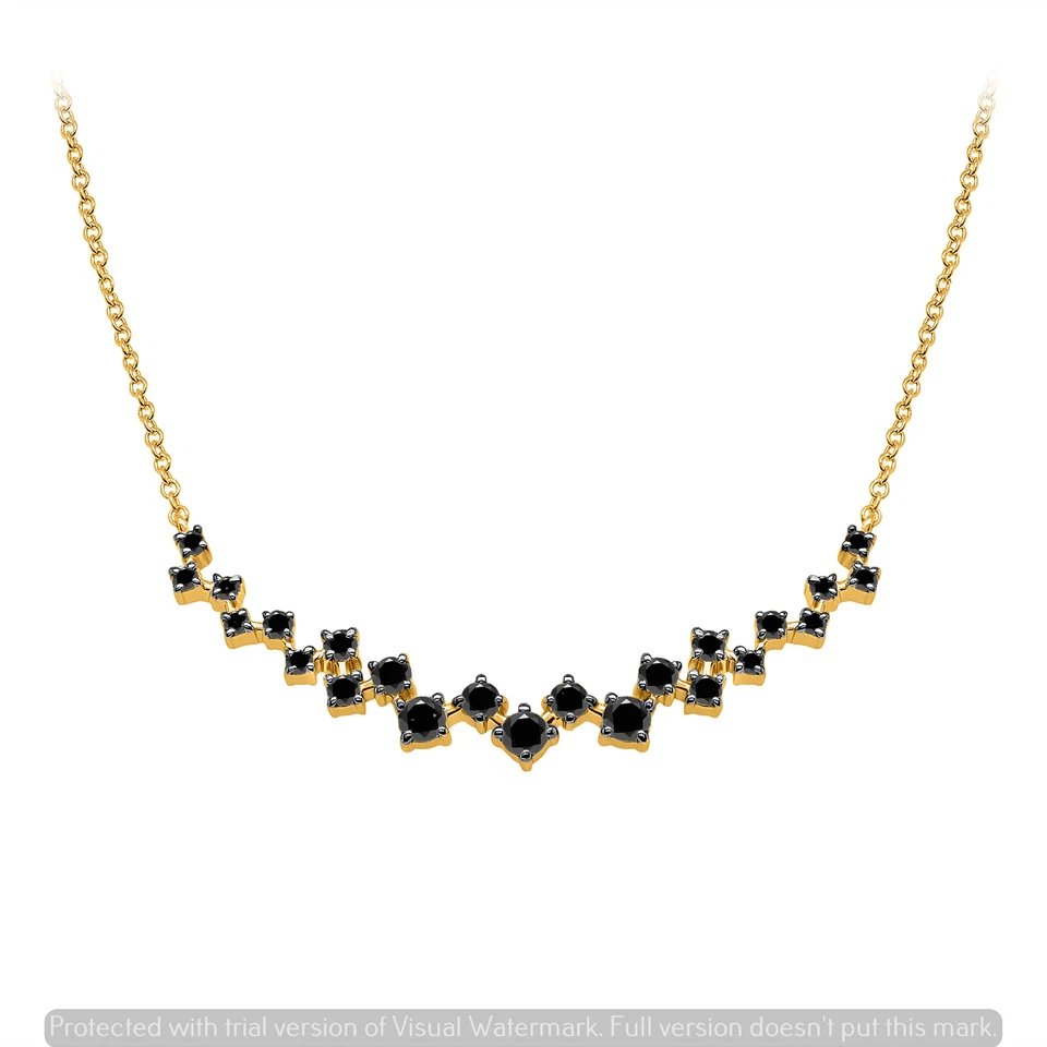 Colgante con racimo de diamantes negros creado en laboratorio de 0,77 quilates cadena de oro amarillo de 10 quilates de 18" Foto 1 de 3