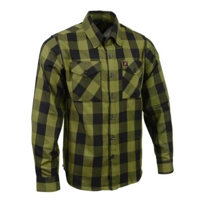 Milwaukee Leather 11668 Men's Black and Green Long Sleeve Cotton Flannel Shirt - Image 1 of 4