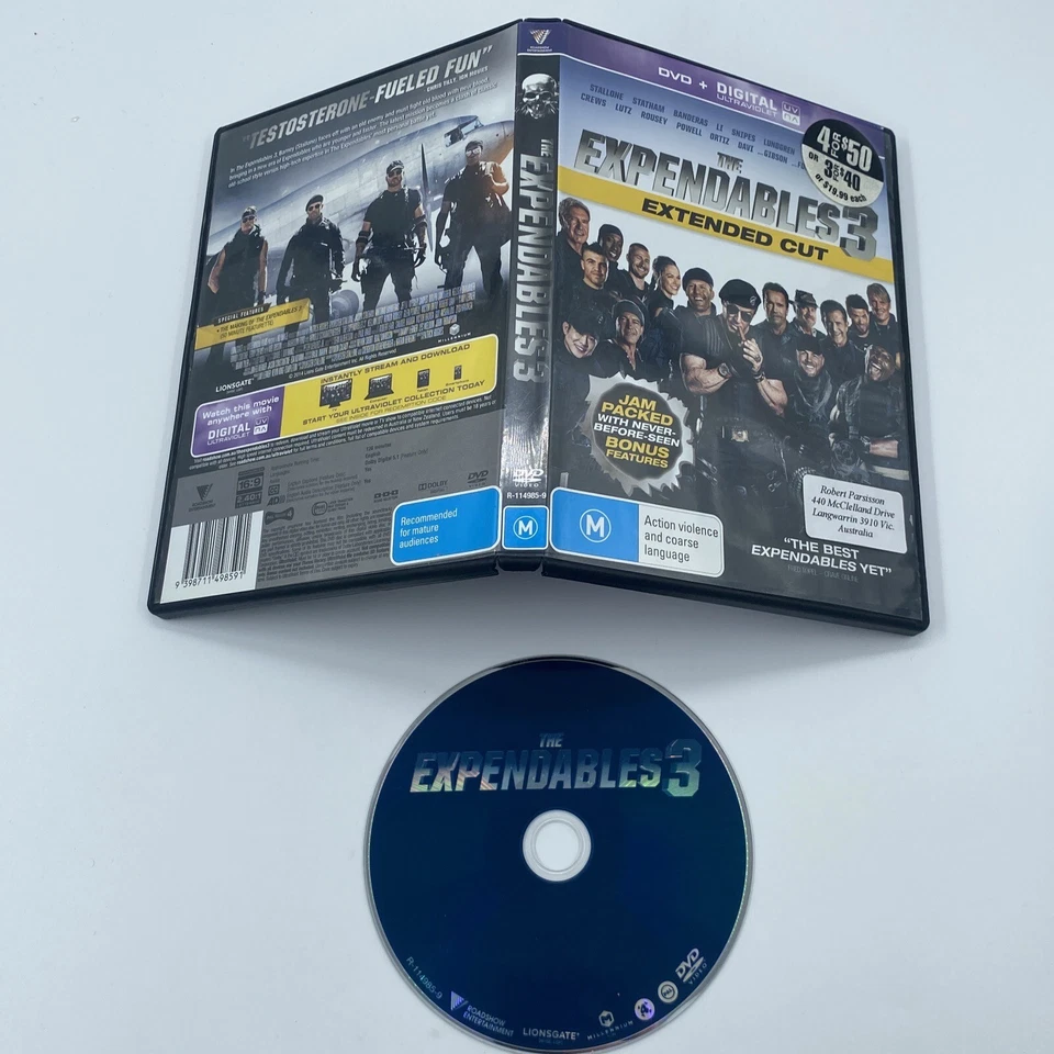 The Expendables 3 DVD Extended Cut Edition 2014 Region 4 - Image 1 of 1