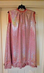 GO GO Kleid 60er Jahre, beere mit silbernen Blöcken, Größe 16 - Bild 1 von 8