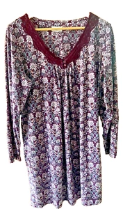 Sussan Size Large Women’s Winter Floral Pinks & Burgundy Nightie - Picture 1 of 10