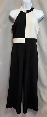 Tahari черный / белый комбинезон без рукавов широкий укороченный ноги размер 2 - Изображение 1 из 4