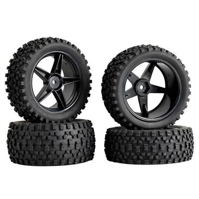 RC Tires Wheel Rims Set for 1/10 HSP Off Road Car Buggy Truck 12mm Hex Hub - Image 1 of 4